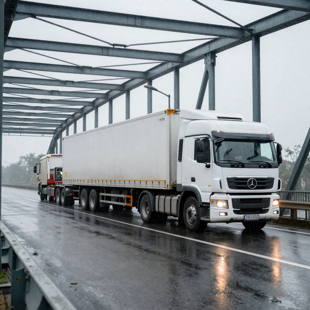 Home freepik heavyduty logistics trucks crossing a steel bridge 6501